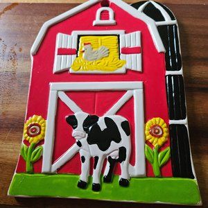 wall decor or spoon rest loomco ceramic cow barn plaque